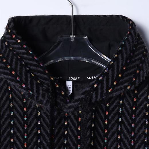 SDSA男士秋冬新款痞帅男装美式彩色竖纹提花连帽卫衣百搭复古上衣 商品图1