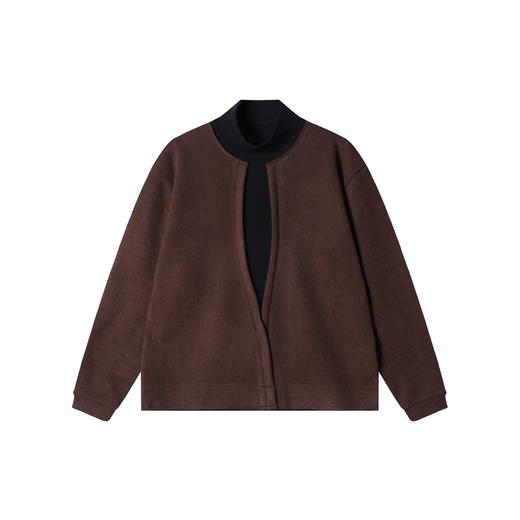 SDSA男士秋冬新款痞帅男装潮牌撞色假两件立领毛衣百搭时尚针织衫 商品图0