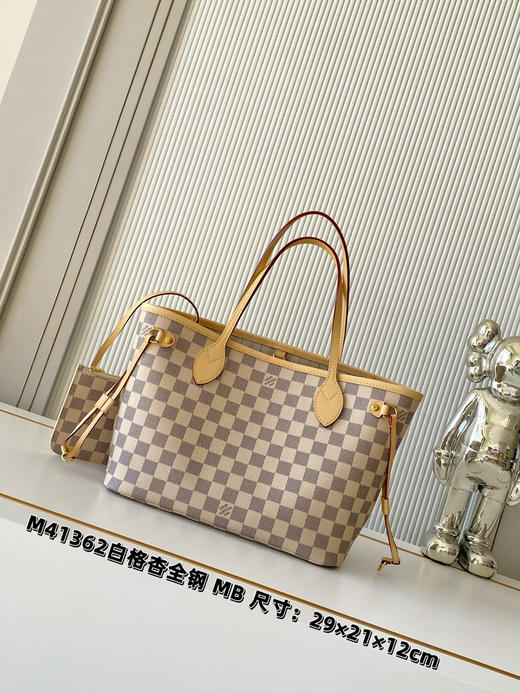 秋冬特惠💰1190 渠道级LV【全钢五金 MB163c01变码芯片】te级LV 全套包装 M41362白格杏内里 NEVERFULL 小号手袋 Neverfull 小号手提包 商品图0