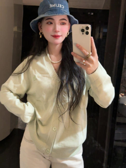 Acne Studios · 针织羊毛刺绣笑脸开衫 商品图3