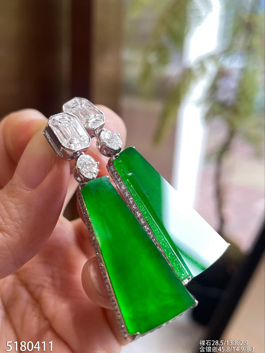 高冰种老坑帝王绿无事牌耳坠【5180411】具体价格微信咨询 商品图5