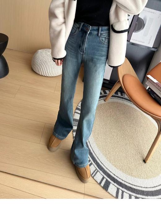 D112017加厚绒微喇裤女2025年冬季高腰显瘦喇叭长裤 商品图2