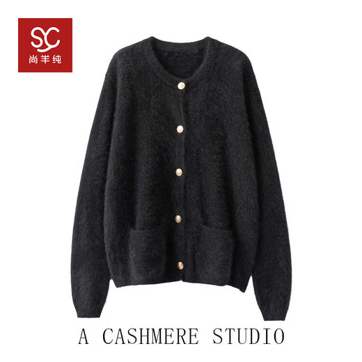 皮草感！重磅牛货！圆领加厚针织开衫外套女宽松2025年冬 商品图0