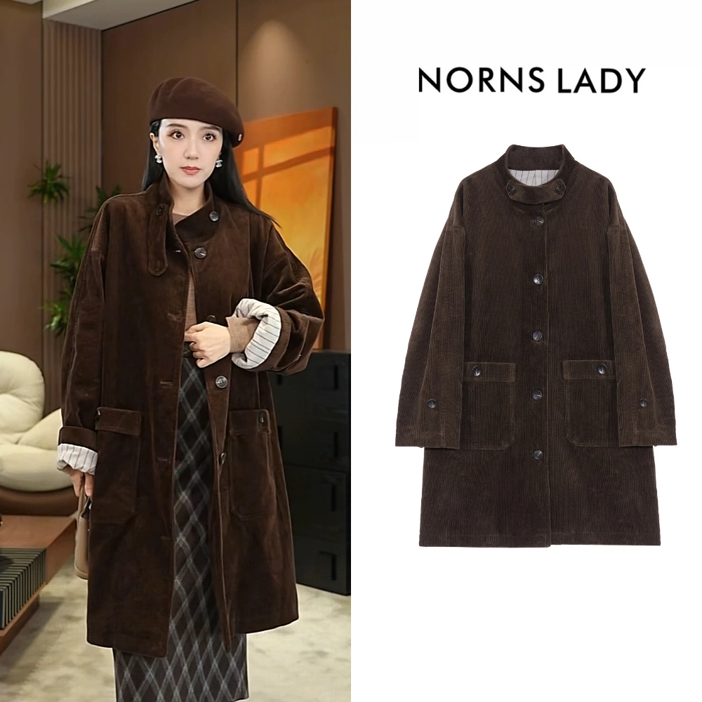NORNS LADY诺恩 冬季新款长款外套长袖灯芯绒保暖外套 H25WZ02812-12.16直播