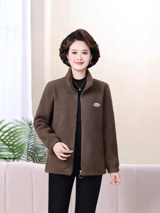 外套卫衣秋冬女开衫宽松加绒加厚洋气减龄中老年羊羔绒颗粒绒上衣中老年外套 商品图0