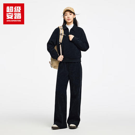 超级安踏加绒翻领卫衣女士秋冬保暖宽松雪尼尔舒适套头衫上衣女162548705U 商品图3