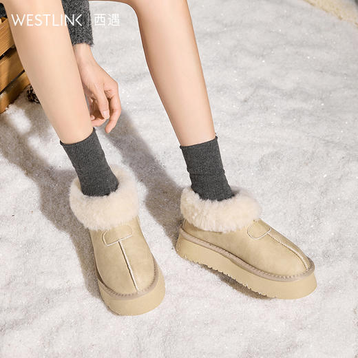 西遇厚底雪地靴女新款冬季百搭外穿毛毛鞋加厚加绒保暖棉鞋子V2457330 商品图1