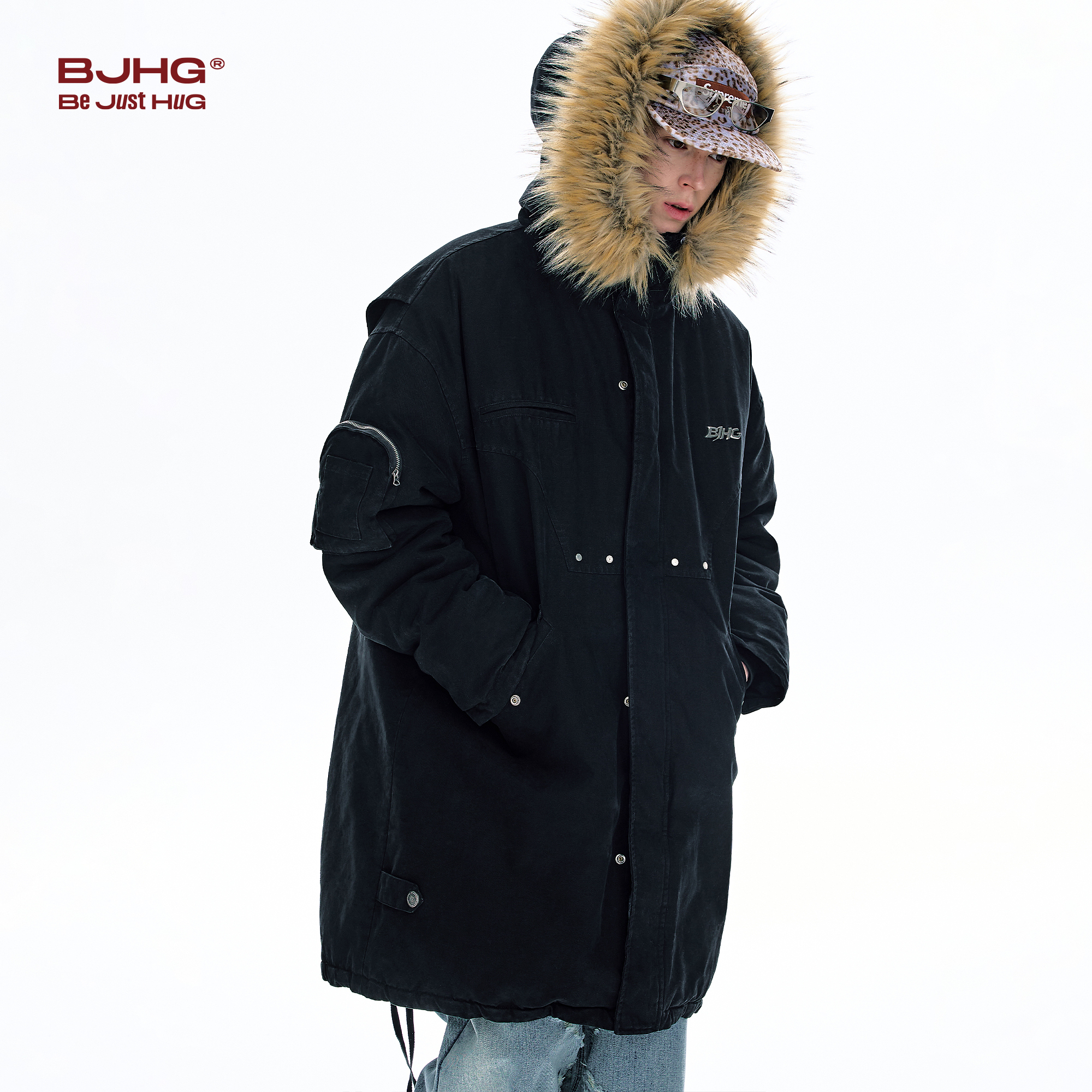 BJHG不计后果工装长款棉服男款冬季派克服厚外套防寒服大衣棉袄女