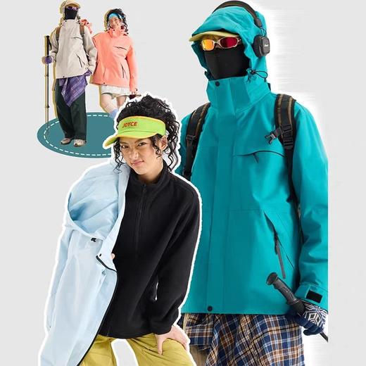 【羽绒内胆 一衣三穿 挺括有型】斯辰唯佳多巴胺色系户外运动三合一羽绒服冲锋衣E52-8888 商品图3