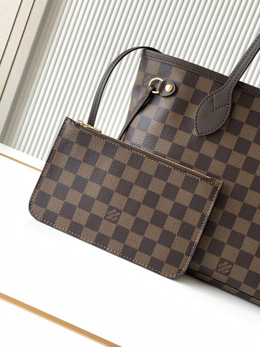 秋冬特惠💰1190 渠道级LV【全钢五金 MB163c01变码芯片】te级LV 全套包装 N41359咖啡格红内里 NEVERFULL 小号手袋 Neverfull 小号手提包 商品图4