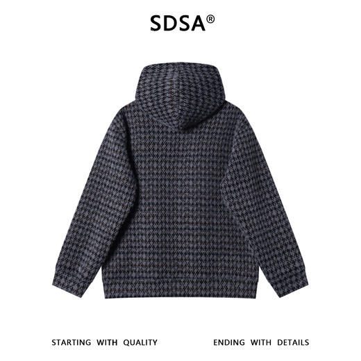 WY1407SDSA男士秋冬新款痞帅男装宽松格子绒毛抽绳连帽卫衣百搭时尚上衣 商品图4