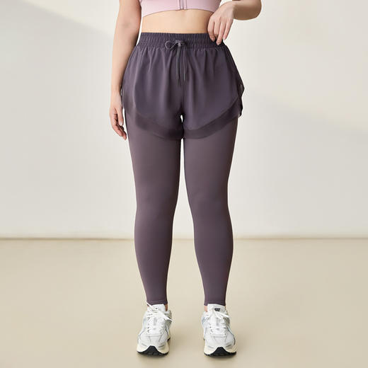 【限时秒】YOGACODE【火树银花系列】大码假两件运动裤女梨形身材显瘦紧身长裤DWW225662 商品图3