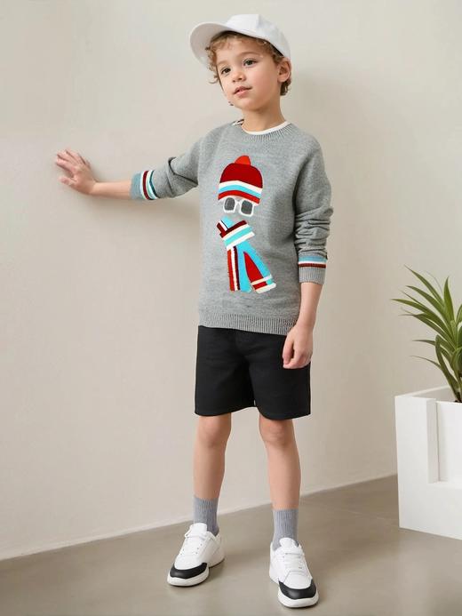 🎁【满赠活动】MOKA莫卡奇趣萌宠系列冬日街角（手动嵌花装饰套头衫） 商品图1