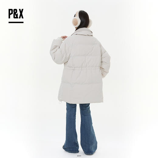P&X设计师女装2025冬季收腰温柔保暖中长款羽绒服825424059 杏色 商品图4