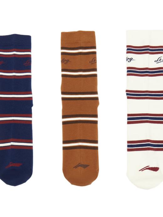 李宁（LI-NING）2025年男女中长袜三双装袜子 AWTV125 商品图2