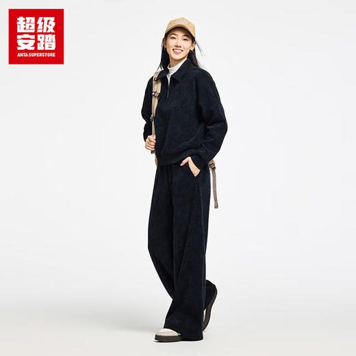 超级安踏加绒翻领卫衣女士秋冬保暖宽松雪尼尔舒适套头衫上衣女162548705U 商品图4