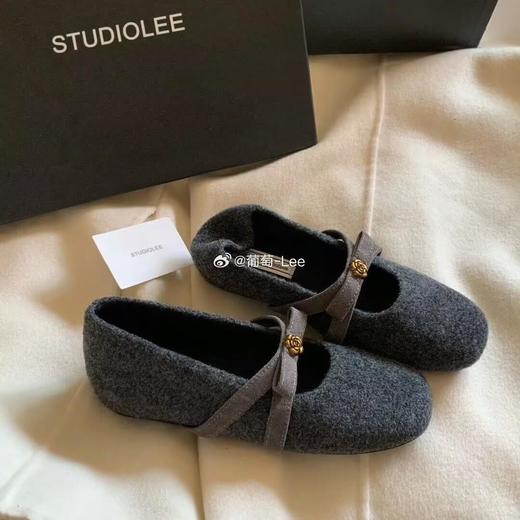 贵气山茶花~ 蝴蝶结金扣内增高加绒毛呢玛丽珍鞋 商品图1