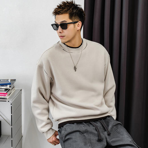 徐太浪【帅气涂鸦 非假两件】加绒卫衣男秋冬款休闲内搭打底衫上衣 商品图1