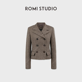 ROMI STUDIO“中古系列”超细澳毛桑蚕丝斜纹双排扣西装RWCWWT6586