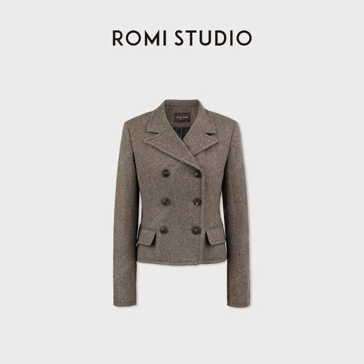 ROMI STUDIO“中古系列”超细澳毛桑蚕丝斜纹双排扣西装RWCWWT6586 商品图0