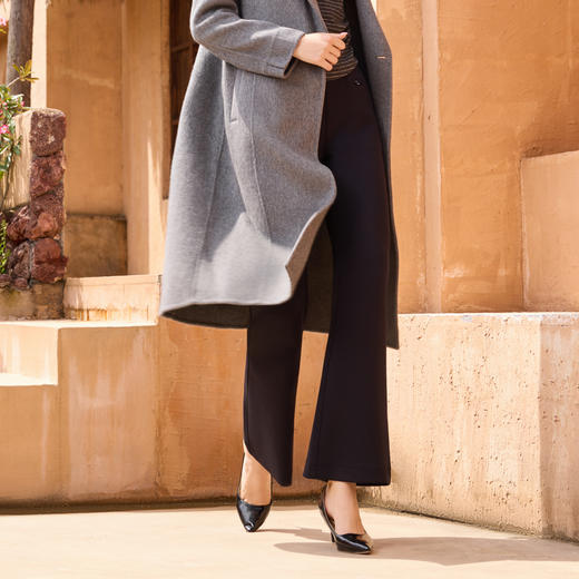 半身缘女裤 秋季修身莫代尔高腰松紧腰喇叭裤253202M10320034 商品图3