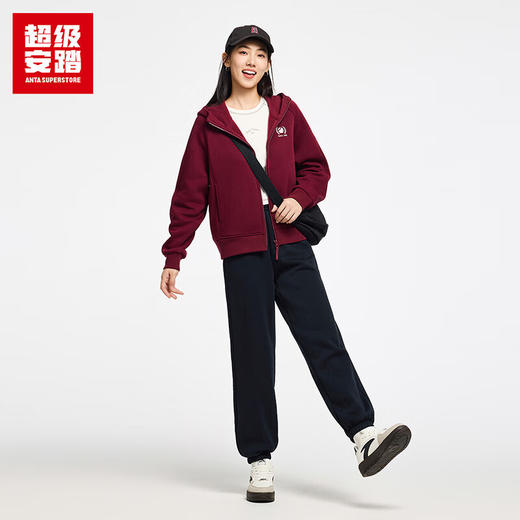 超级安踏加绒连帽外套女士秋冬保暖网球复古休闲百搭运动夹克162548723U 商品图2