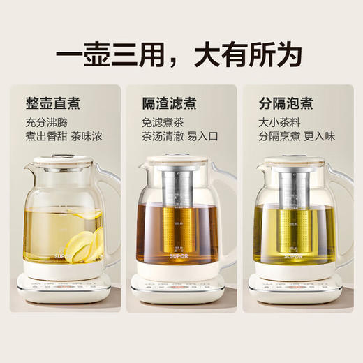 苏泊尔（SUPOR）2L大容量养生壶 炖煮一体家用多功能烧水壶煮茶壶多段调温 简约设计 商品图3