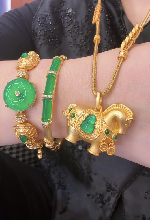 GAONAS  中式贵气小马设计金色项链11679DGO 商品图2