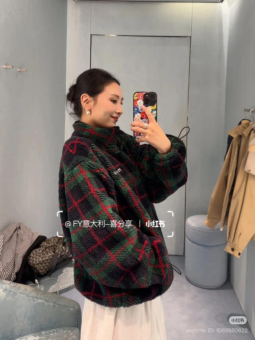 1120-2 月底发 独家圆正 白露同款 miu摇粒绒 拉链格子外套 我穿S宽松合适 商品图12