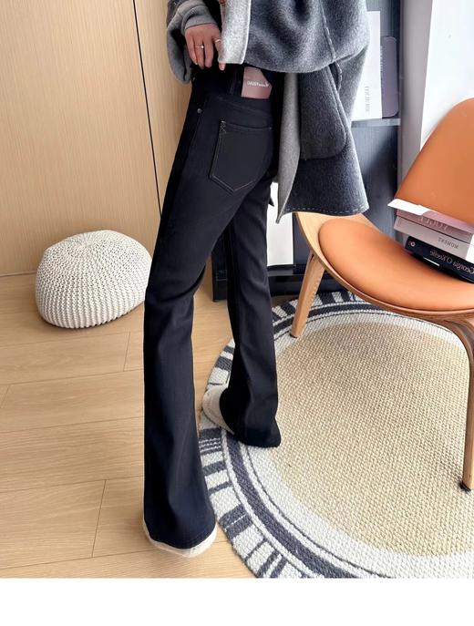 D112017加厚绒微喇裤女2025年冬季高腰显瘦喇叭长裤 商品图7