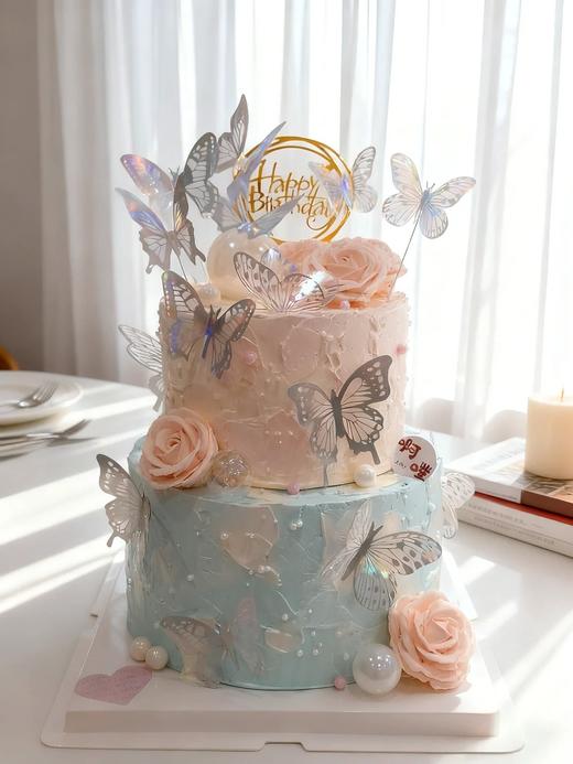 【周年庆精选】花香蝶纷飞 浪漫女神双层蛋糕 商品图0