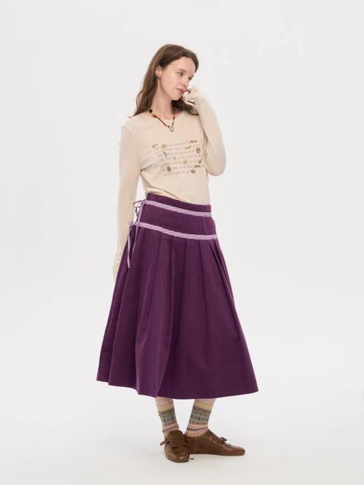 local tag/lt25awk09/丰收祝福手写信 复古印花基础长袖圆领T恤上衣 商品图4