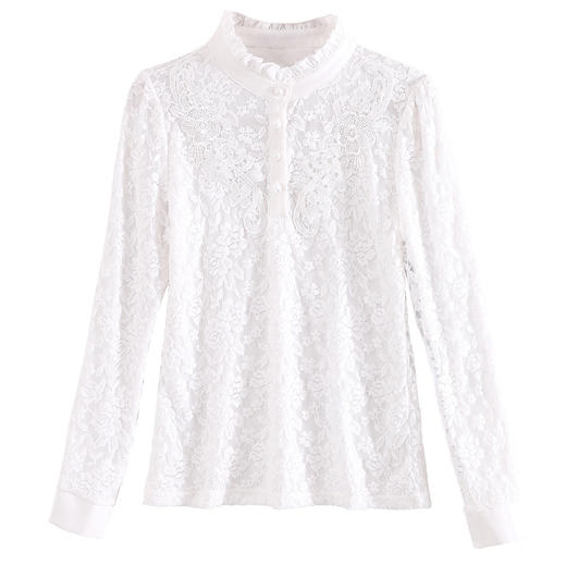 KQL 624T8053加绒加厚蕾丝打底衫韩版长袖保暖上衣 商品图4