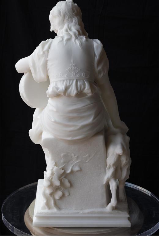 独角鹿西洋古董1880-1890年代法国雕塑家Pierre Jules Roulleau签名出品卡拉拉大理石雕塑「Esmeralda 艾斯梅拉达」 商品图3