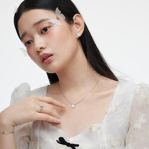 卡蒂罗KADER 闪耀极光项链 灵动闪耀可爱新中式小众设计#好运 S925银 锁骨链 女款 银白色 女神甄享礼盒款 商品图3