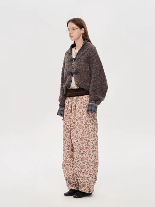 local tag/lt25awk32/波尔小屋 格纹边牛角扣毛绒外套羊毛蝙蝠型上衣 商品图3