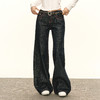 Ariseism 美式复古设计感阔腿深色牛仔裤秋季新款长裤子 商品缩略图1