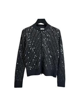 女款亮片镂空针织毛衣外套he006