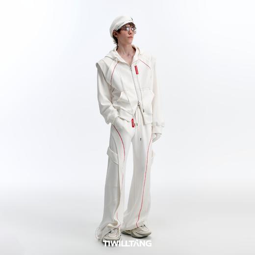 【微瑕专属 微信独享】启世录TIWILLTANG“分界矩阵”弧形分割结构休闲宽松白色卫裤 商品图10