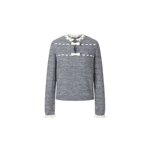 HERLIAN 2025冬季新品蝴蝶结装饰花边领针织衫女士 商品图4