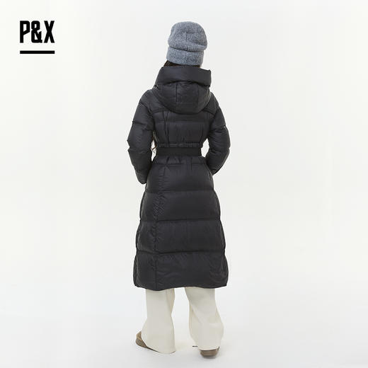 P&X设计师女装2025冬季加厚合体收腰长款羽绒服825424069 黑色 商品图4