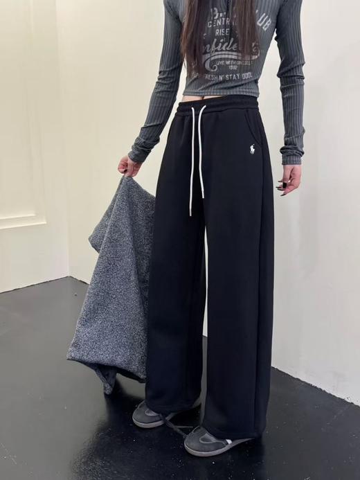 D112001小马刺绣加绒加厚奥粒绒休闲裤卫裤女款 商品图3