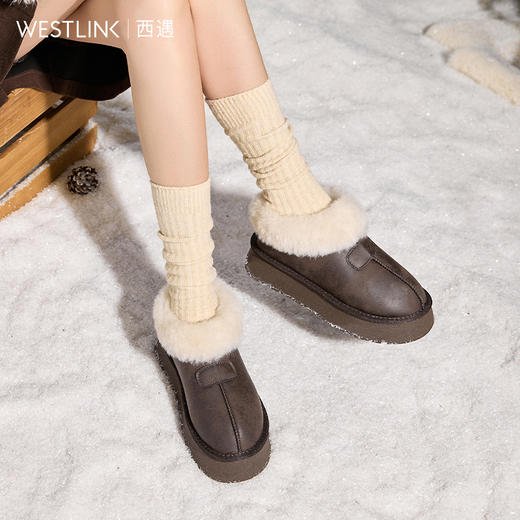 西遇厚底雪地靴女新款冬季百搭外穿毛毛鞋加厚加绒保暖棉鞋子V2457330 商品图2