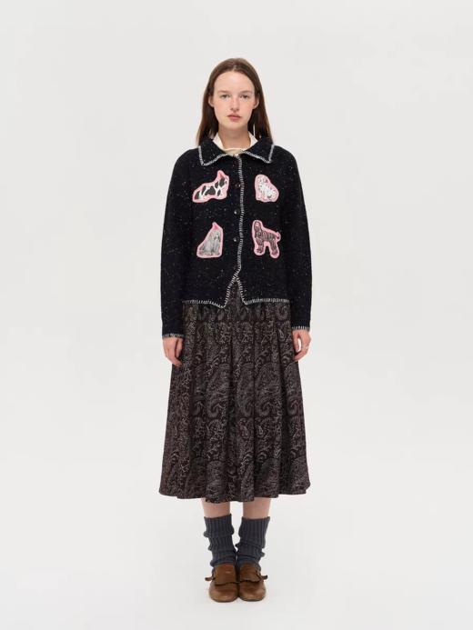 local tag/lt25awk42/小狗的拥抱 印花贴布绣纽扣杂点毛衣针织开衫 商品图1