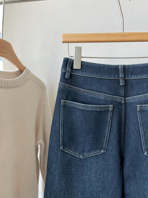 【直筒直腿】噢蜜ooomeooo直筒加绒牛仔蓝仔裤 商品图12