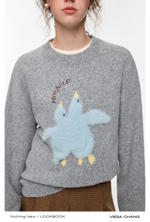 D112056针织衫女2025新款秋冬立体刺绣针织衫 商品图2