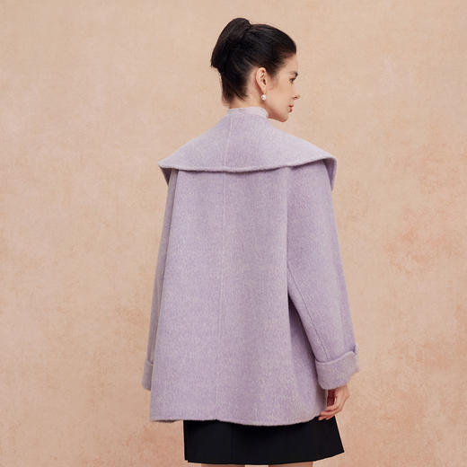 QH934斯尔丽25秋冬新品大翻领双面呢双色减龄含羊绒轻薄H型羊毛大衣 商品图5