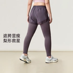 【限时秒】YOGACODE【火树银花系列】大码假两件运动裤女梨形身材显瘦紧身长裤DWW225662