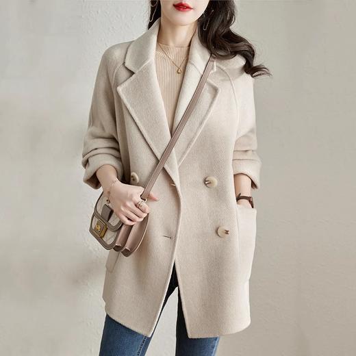 2025秋冬季新款粉色毛呢大衣女小个子中长款气质休闲呢外套 商品图1