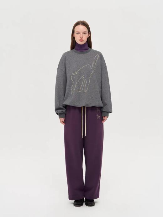 local tag/lt25awk62/生气猫咪 温暖杂灰色刺绣圆领卫衣 商品图1